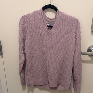 croft & barrow Cable-Knit V-Neck Sweater - Light Lavender